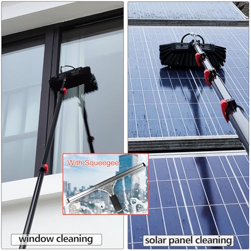 3,6-10,8 m Pértiga para Limpiar Ventanas/Cepillo telescópico con Suministro de Agua/Limpiador Extensible para techos de invernaderos/Raspador/Dispensador de jabón (7,2 m)