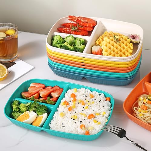 Image of Lightweight & Unbreakable Plates for Dessert, Pasta, Cereal, Camping, Kitchen, Noodles, Picnic, Snacks, Cake, Salad Dishwasher & Microwave Safe Wheat Straw Dinnerware (Random, Pack of 2)