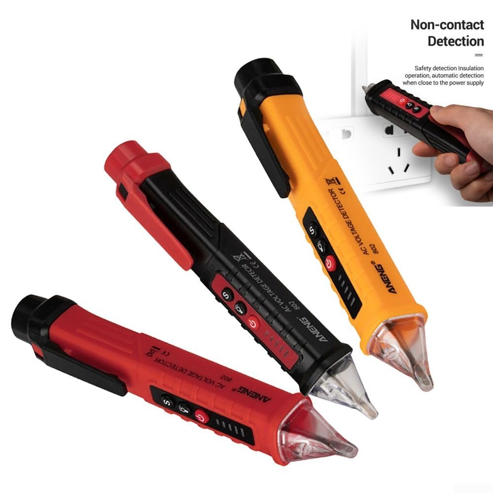 Reliable Pen Style NonContact Voltage Tester, Professional Electrical Tester with Sound and Light Alarm (Red)