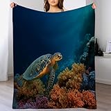 GSAEIMCT Kuscheldecke Flauschig Decke Flanell Fleecedecke 100X130Cm Sofadecke Tagesdecke Blanket 3D Schwimmende Schildkröten Weich Deckeldecke Wohndecke Für Bett Sofa Schlafzimmer Büro