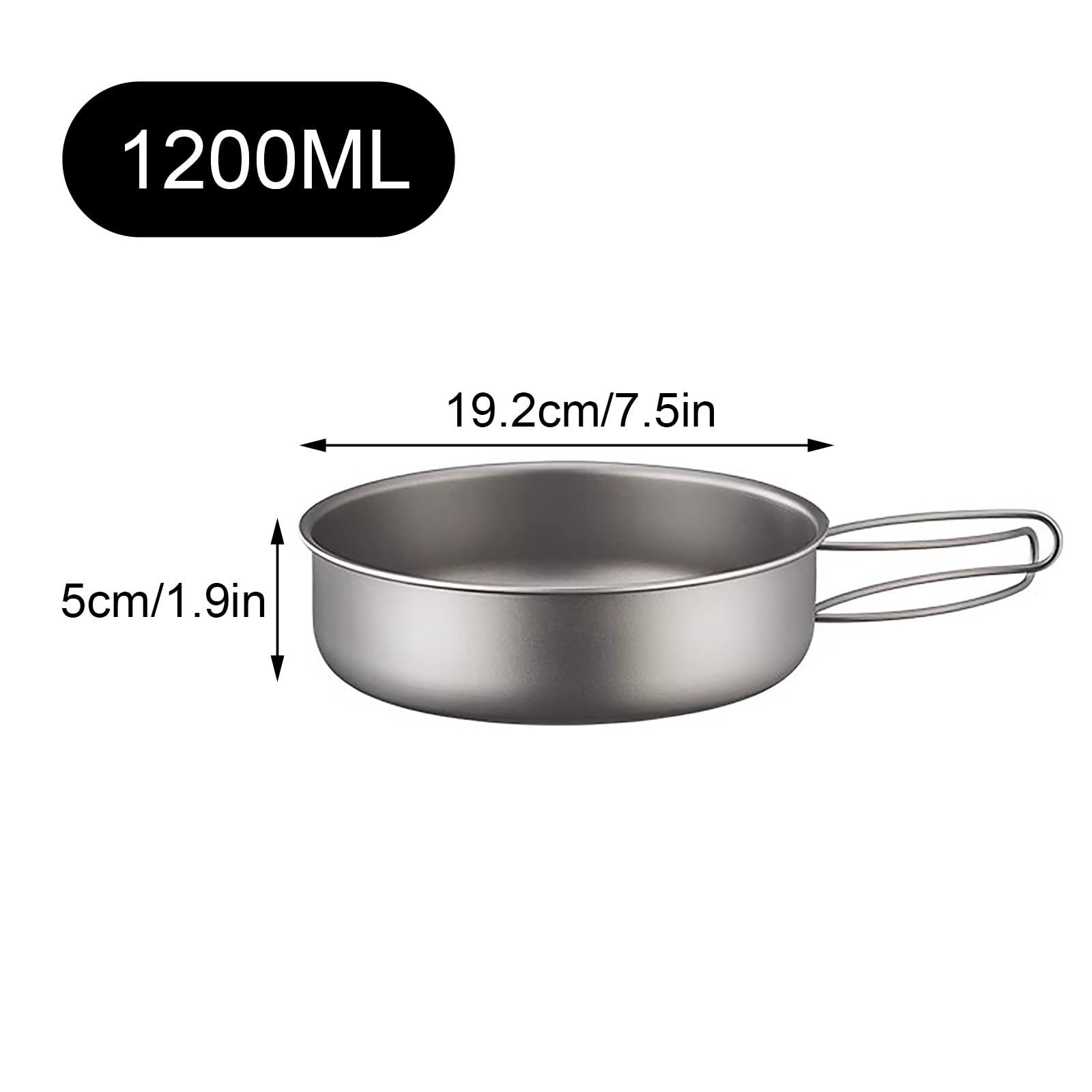 Poêle à Frire en Popote Titane, Vaisselle Camping, Casserole Camping, avec Poignée Pliable, pour Pique-Nique, Randonnée et Cuisine