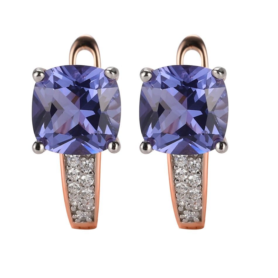 Boucles d'oreilles moissanite bleue finies les allergies avec ces puces confortables