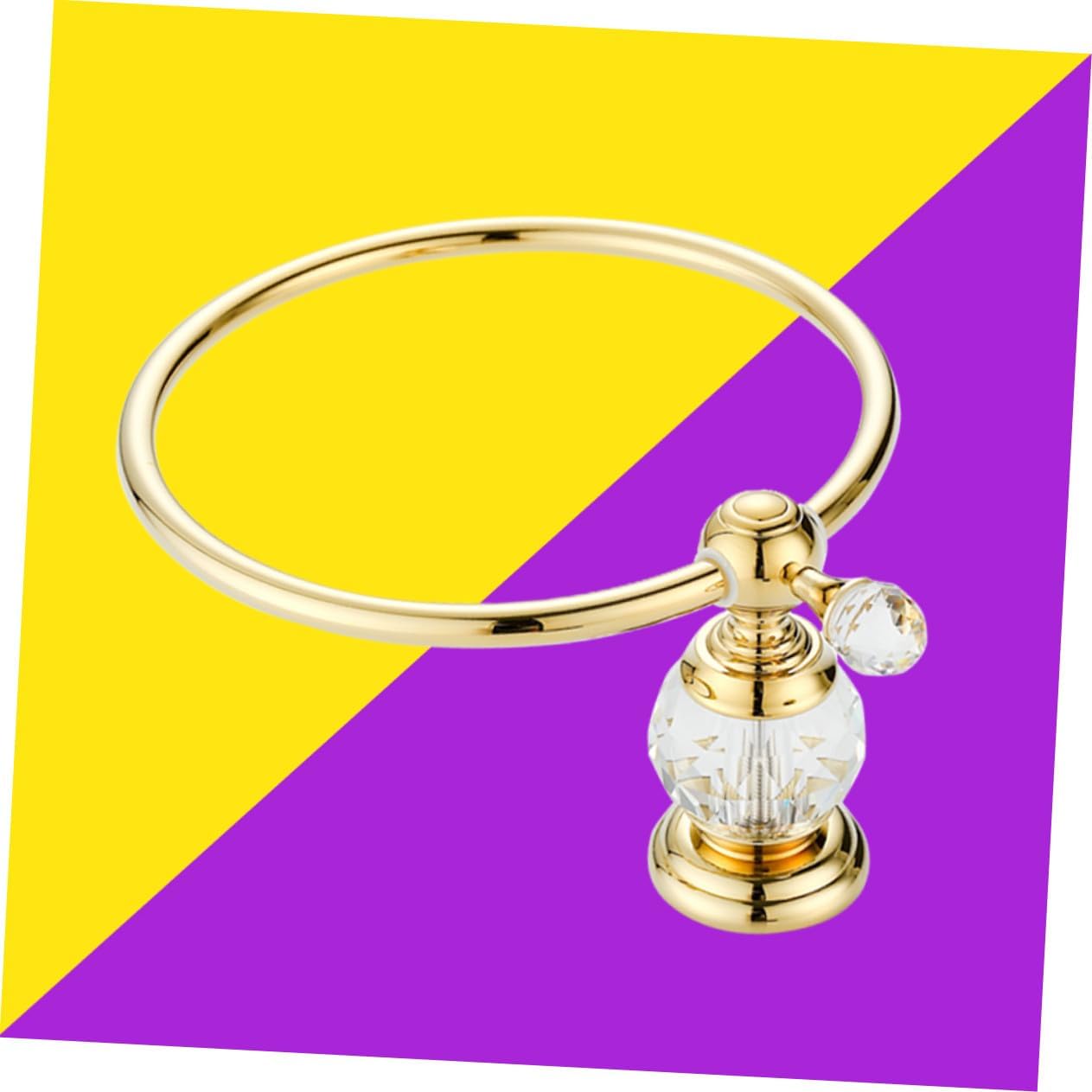 Refined Copper Towel Ring Wall Mounted Holder with Rotation Polished Gold Finish Rustproof Bathroom Pendant Ring for Elegant Bathroom Organization