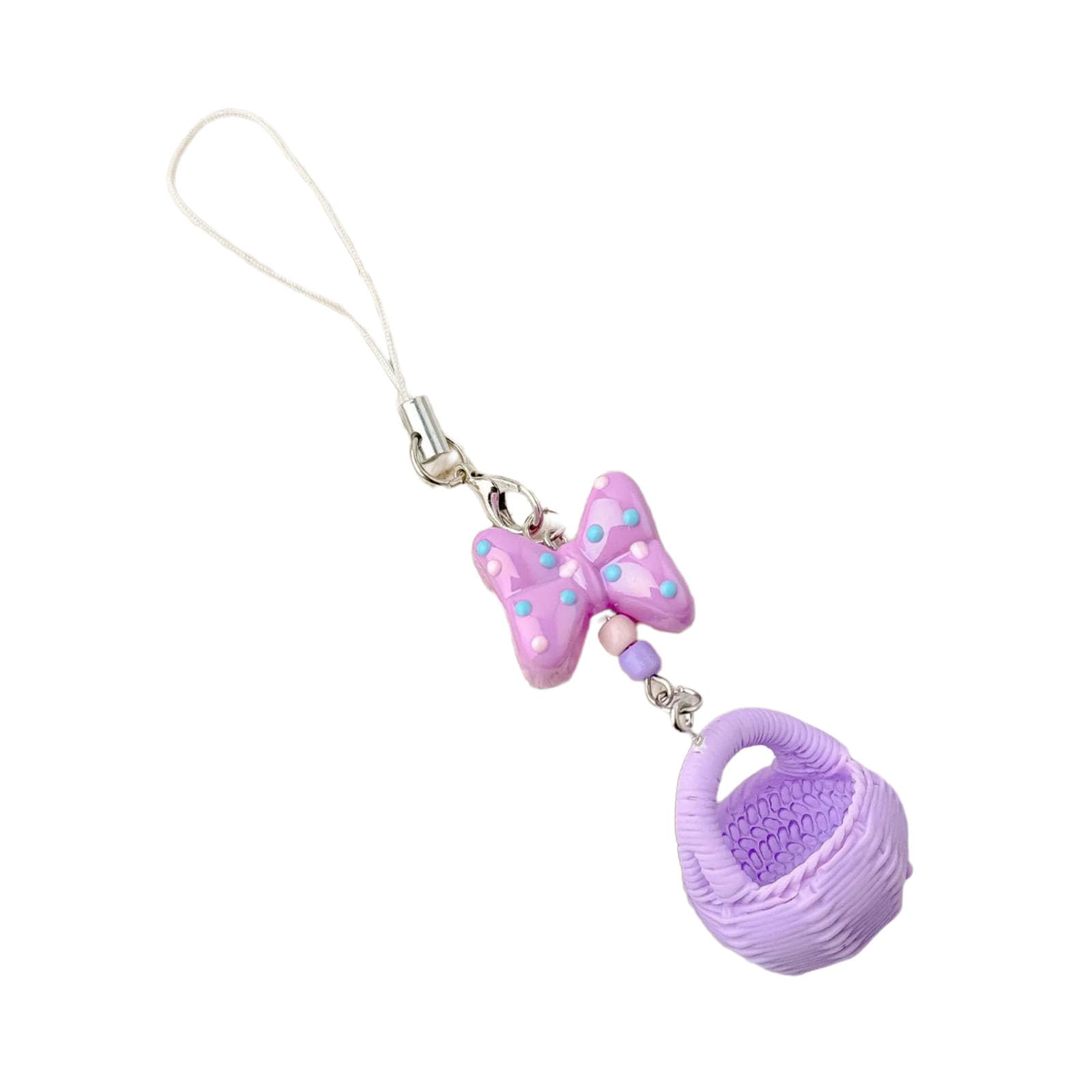 NEWFT Multifunctional Resin Charm with Bowknot Phone Pendant Beaded Decoration Daily Ornament for Students and Trendsetters