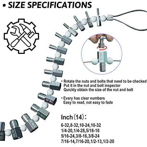 Nut & Bolt Thread Checker (Complete Sae/Inch And Metric Set) - 26 Male/Female Gauges - 14 Inch & 12 Metric - Quickly Checking Nuts And Bolts Inch Or Metric And Verifying The Size And Thread Pitch #TOP3
