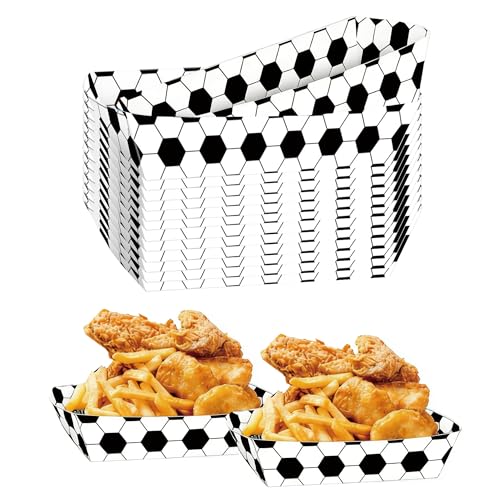 SEABABOO Plateaux de Fête de Football, 12Pcs Plateaux Alimentaires de Football, Bol a Collation de...