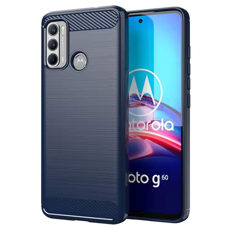 Image of Hybrid Carbon Fiber Back Case for Moto G60 / G40 Fusion (Blue)
