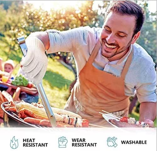Hitzebeständige Küchenhandschuhe für drinnen und draußen, Hitzeschutzhandschuhe zum Kochen, Backen, Halten des Topfes, Handhabung des Grills usw.