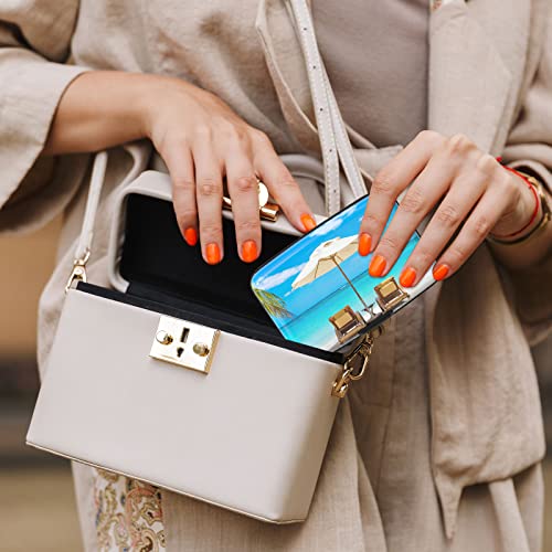 Image of Credit Card Holder, Mini Aluminum Card Wallet RFID Blocking Slim Metal Hard Card Case for Women Men, Sea