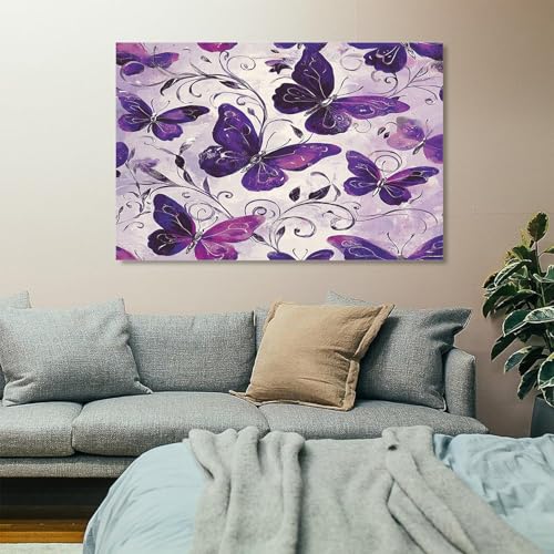 Image sur toile papillon violet 70x140 cm pour une ambiance de salon zen
