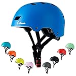 Apusale Bike Skateboard Helmet, Adjustable and Multi-Sport for Skate Scooter, 3 Sizes for Adult Youth Kids Toddler (Blue)