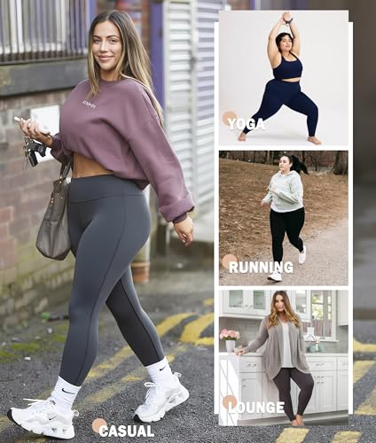 Image of NEW YOUNG Capri Leggings with Pockets for Women High Waisted Workout Leggings Tummy Control Yoga Pants