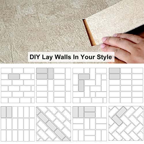 Tenashome Peel And Stick Backsplash Pvc Marble Stone Tile, 3In. X 6In. Subway Rustic Brick Stick On Tiles For Kitchen Bathroom Home Wall Decor,Roman Travertine,2 Pieces #TOP4