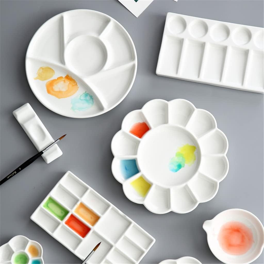Rectangle Ceramic Palette Color Mixing Paint Tray for Watercolor Gouache Painting Art Supplies