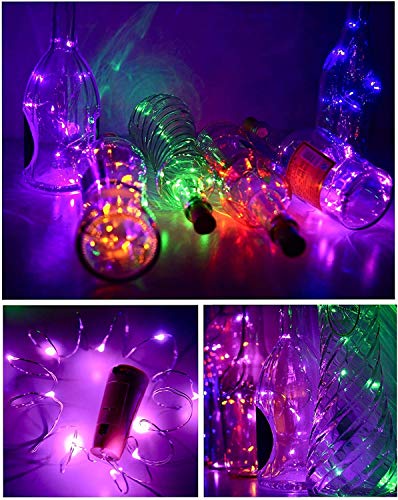 Image of Zilloquil 20 LED Wine Bottle Cork Copper Wire String Lights, 2M Battery Operated Perfect for Home Decoration, Party, Living Room, Bedroom, Dining Room, Decor Light (Multi, Pack of 5)
