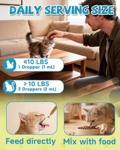 Lysin Katze - L-Lysin Tropfen für Katzen und Kätzchen, Kätzchen Immunsystem, Schnupfen, Linderung von Allergien, Niesen, Nahrungsergänzungen mit Vitaminen und Mineralien, Kolostrum, Taurin