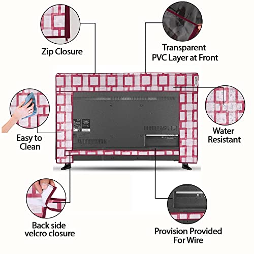Image of Transparent LCD /LED T.V Protector Cover with Zipper Enclosure for 26 Inch Suitable for All Major Brand & Model (Color-Red, Size-25.5.3x17 Inches)