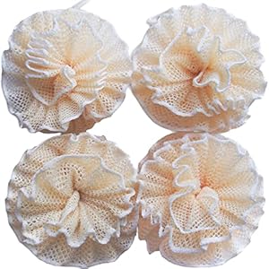 Super Exfoliating Home Spa Weave Loofah Shower Sponge Pouf Mesh Brush – Bath Spa Puff Scrubber Ball – Face Body Poof – Rich Foams Bubble(4.7″ Each) Pack of 4