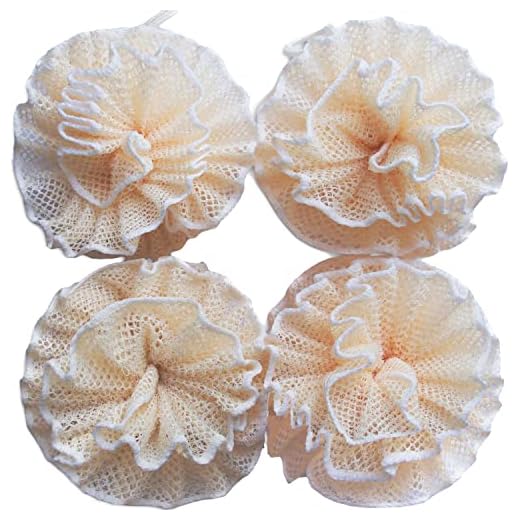 Super Exfoliating Home Spa Weave Loofah Shower Sponge Pouf Mesh Brush - Bath Spa Puff Scrubber Ball - Face Body Poof - Rich Foams Bubble（4.7" Each） Pack of 4