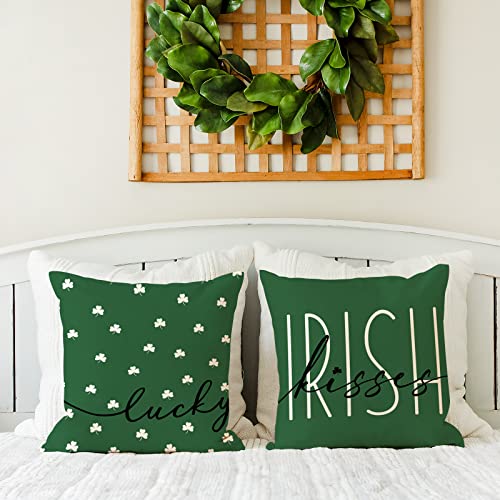 Anydesign St. Patrick's Day Pillow Covers Green Lucky Shamrock Throw Pillow Case Irish Style Cushion Cover For Home Couch Sofa St. Patrick's Day Party Decoration, 18 X 18 Inch, Set Of 4 #TOP4