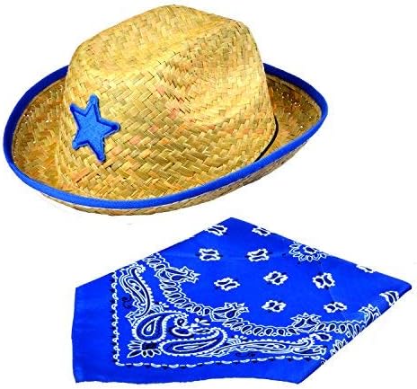 Miniatura 3 de 12unidades de sombreros de paja de vaqueros con bandanas 6 de colorrojo y 6de color azul como regalos para fiestas