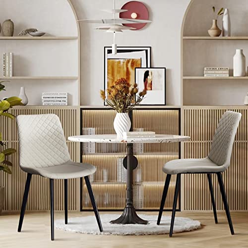 Seonyou Beige Dining Chairs Set Of 6 For Kitchen Dining Room, Upholstered Leather Mid Century Modern Dining Chair #TOP1