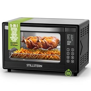 Stillstern Minibackofen mit Umluft (35L) DE Version, Pizza Ø28cm, NEU: CYCLONE PRO+ (Antihaftbeschichtung), 13 Programme, Auftauen&Warmhalten, 8h Timer, Rezeptheft, Mini Backofen Pizzaofen Grill