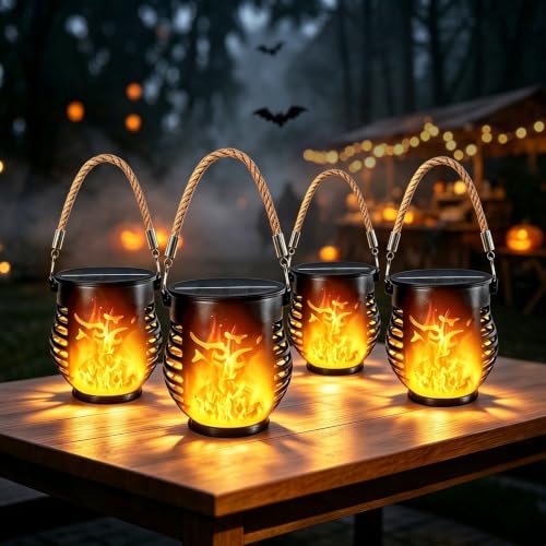 4 Pack Solar Lanterns Outdoor Waterproof...