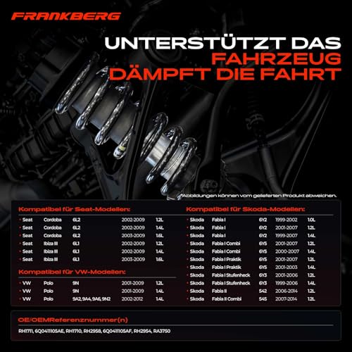Frankberg 2x Federn Fahrwerksfeder Vorderachse Links Rechts Kompatibel mit Cordoba 2002-2009 Polo 2001-2021 Fabia 1999-2007 Ibiza 2002-2009 Replace# 6Q0411105AE