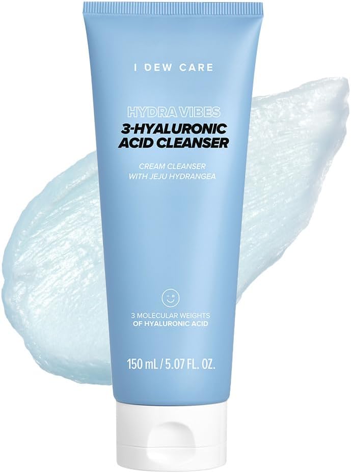 I DEW CARE Foam Cleansing - Hydra Vibes 3-Hyaluronic Acid Cleanser | Hyaluronic Acid, Moisturizing, Korean Glass Smoother Skin Care, Vegan, Cruelty-Free, Illuminating, 5.07 FL Oz