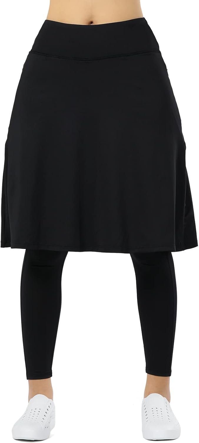 Women Athletic Knee Length Skirts with Full Length Leggings,Skorts Leggings&Skirted Leggings Skorts Women - Image 2