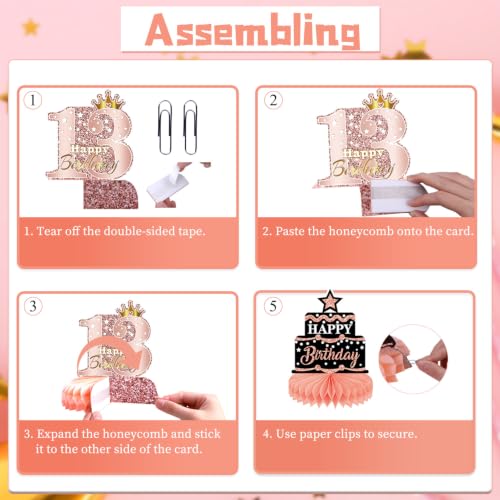 Image of 40th Birthday Decorations Woman - 9PCS Vintage 40th Birthday Party Table Decorations Rose Gold Table Honeycomb Centerpiece Decorations Supplies for Forty Year Old Party Women