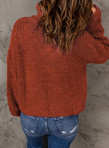 Dokotoo Quarter Zip Pullover Sweaters For Women Casual Waffle Knit Tops Fall Winter Outfits Jumpers Long Sleeve Fashion 2022 Loose Fit Lightweight Loose Slouchy Knit Red Tops Small #TOP1