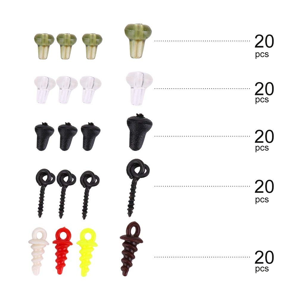 VGEBY Boilie Stopper Schraube, 100Pcs Anglen Haken Stopper Kunststoff Perlen Haken Stöpsel Andere Angelgeräte Und Zubehör