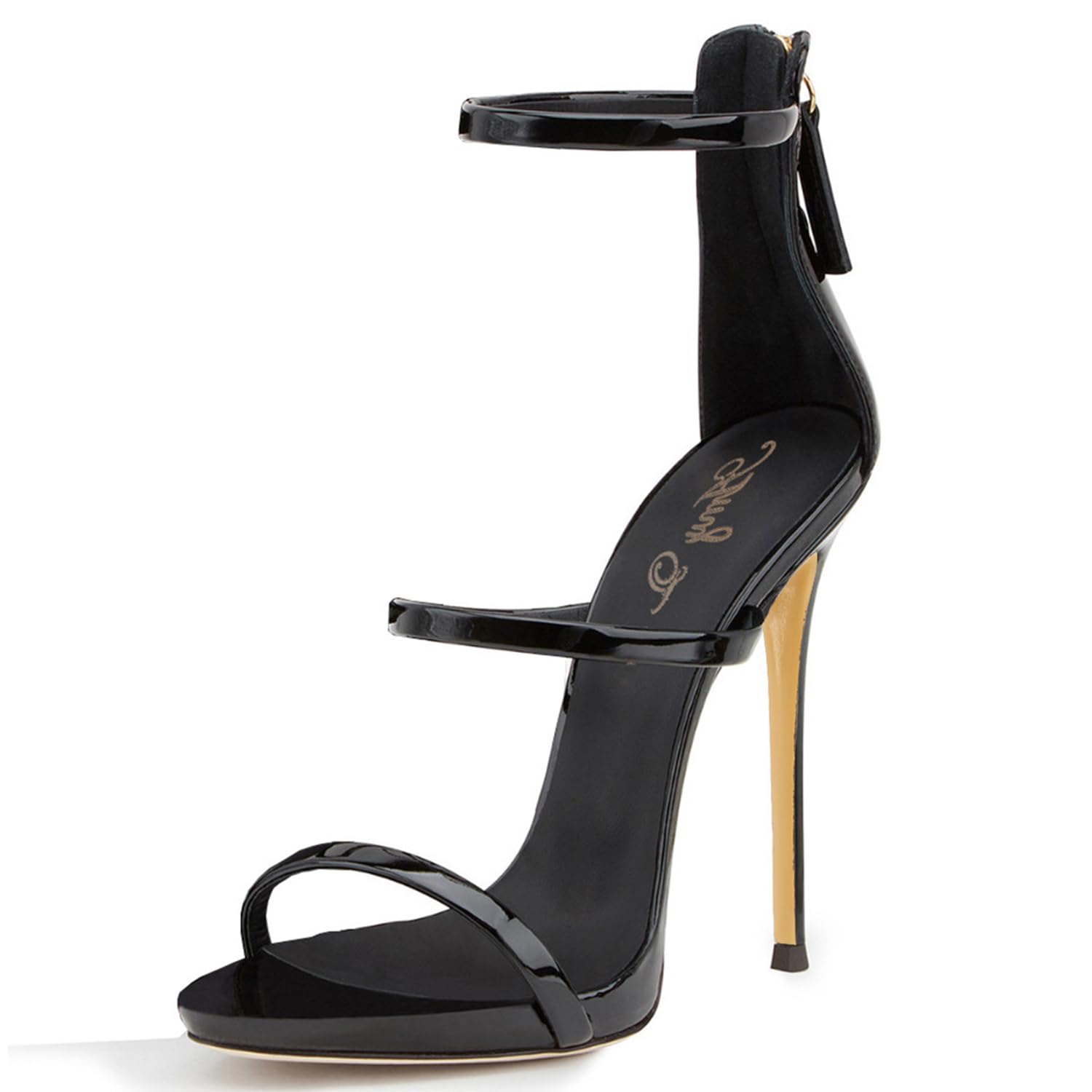 Sandali con Tacco da Donna Tacchi Alti a Spillo con Cinturino alla Caviglia con Cerniera Posteriore Sandali Eleganti da Ballo Scarpe da Ballo per Feste ​,Nero,38