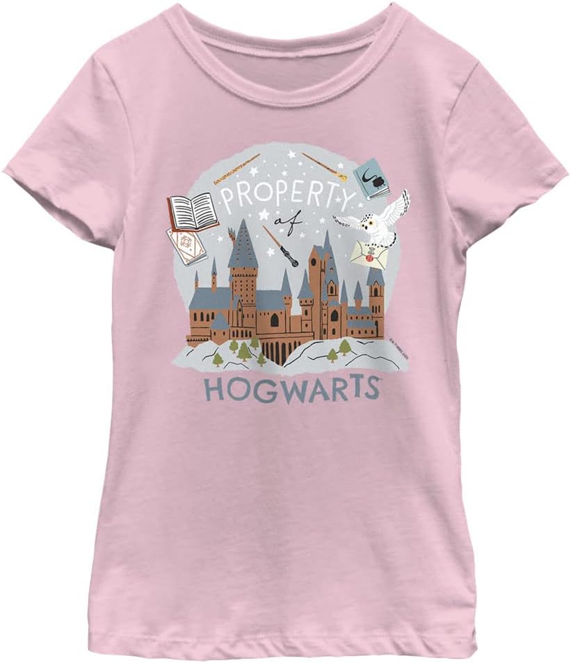 Harry Potter Girl's Hogwarts Property T-Shirt, Pink, Medium