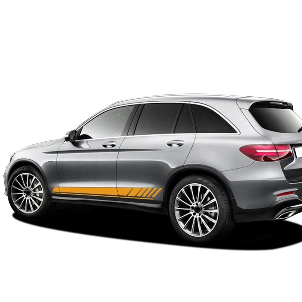 UNCLE LIAO Car Side Skirt For Mercedes Benz GLC Class X253 Coupe C253 GLC250 GLC300 GLC43 GLC63 AMG Auto Car Door Sticker Side Step Skirt.,Yellow