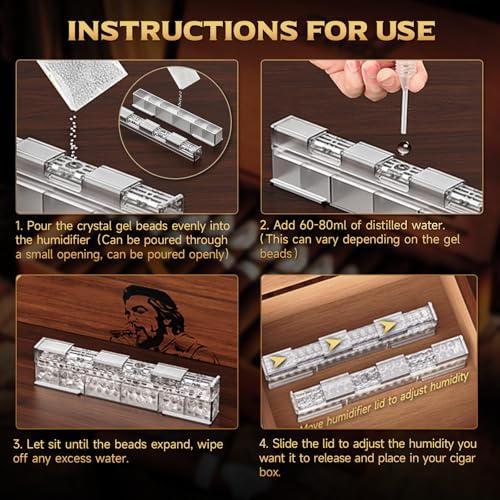 KEJIAR Cigar Humidifier, 2-Piece Slide Controlled Humidity Release Crystal Gel Cigar Humidor Humidifier, Reusable Humidor Accessories, Ideal Cigar Accessories for Men Gift Set