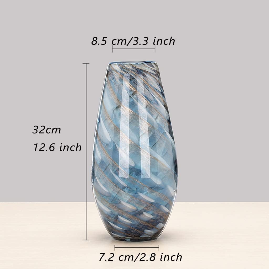 Glass Vase for Flowers, Blue Ripple Decorative Vase Large, Flower Vase Modern, Terrarium for Flowers and Plant Hydroponics, Decorate Wedding Party Home Desk (Color : C)