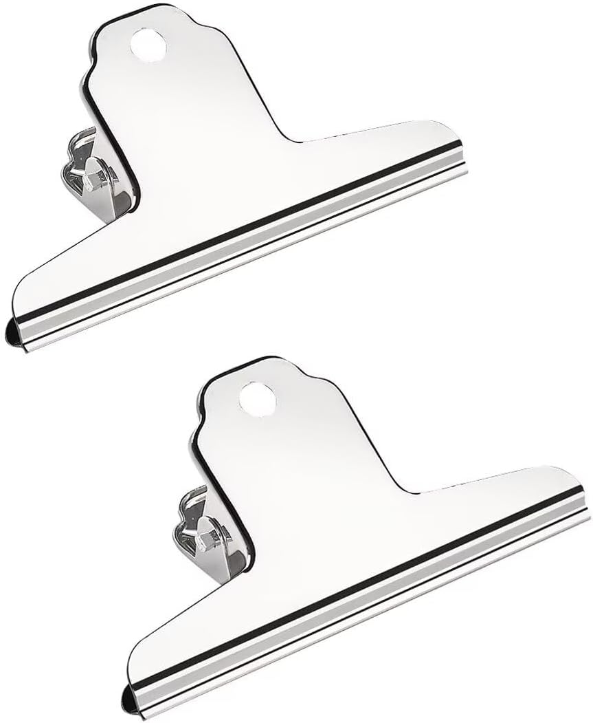 2PCS Extra Large Binder Clips Metal Bulldog Clip Large Paper Clamp Holder for Home School Office Drawing Dark Silver 4Inch