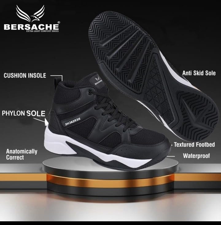 Image of BERSACHE Premium Sports,Gym, Trending, Stylish Running Shoes for Men (Black)