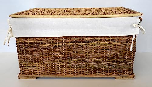 cesto vimini baule porta biancheria rattan portbiancheria fodera cotone cm 70x38x40 H