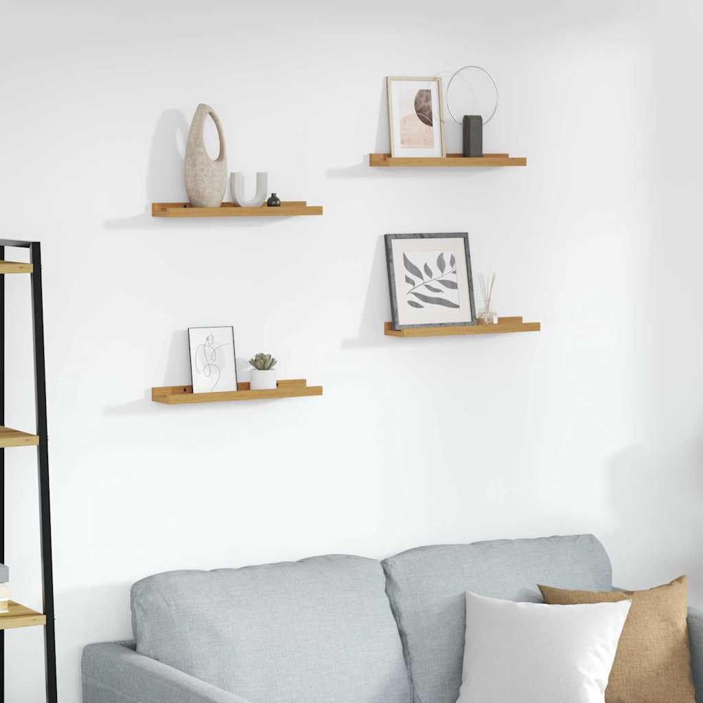 Set di 4 mensole da parete beige, 40 x 9 x 3 cm, moderne mensole sospese in legno, minimalista, per soggiorno, camera da letto e ufficio, portata fino a 5 kg per ripiano