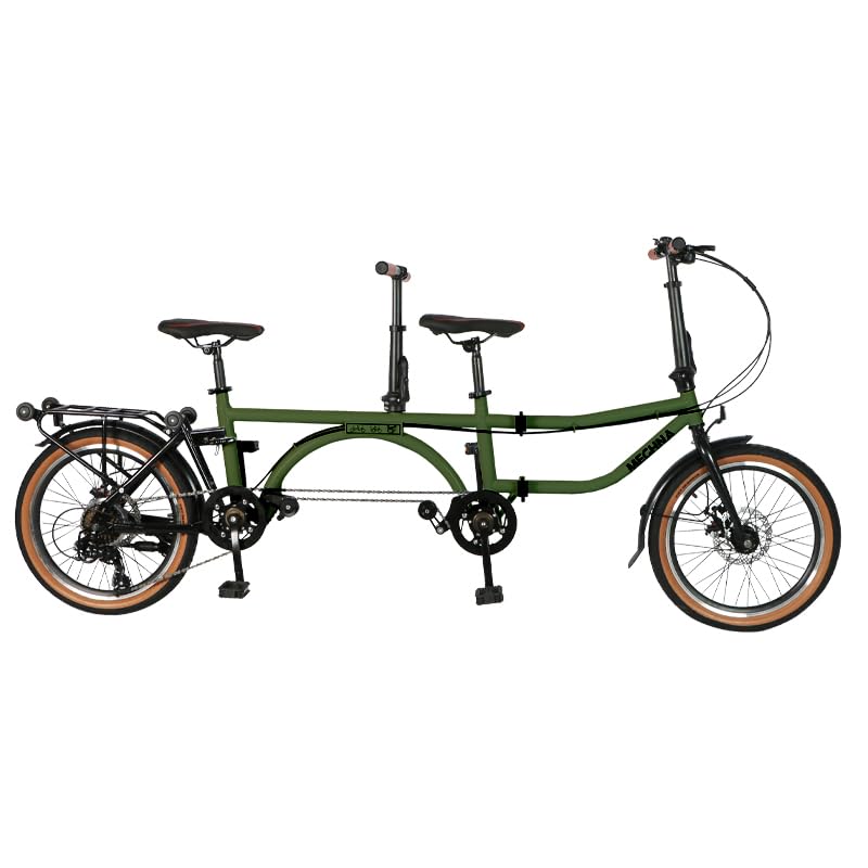 ZUKKA 20 Inch Tandem Bike 4-Fold Tandem Bike 7 Speed Folding Bike Dual Disc...