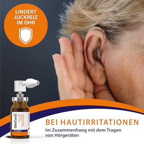 OtoCura Ohrenspray 10 ml, Ohrenreiniger aus Olivenöl, Mandelöl und Calendulaöl zur Ohren Reinigung und Pflege des äußeren Gehörgangs