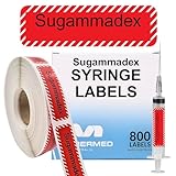 Sugammadex Lot de 800 étiquettes sur rouleau pour seringue anesthésique 12 mm x 40 mm Adhé...