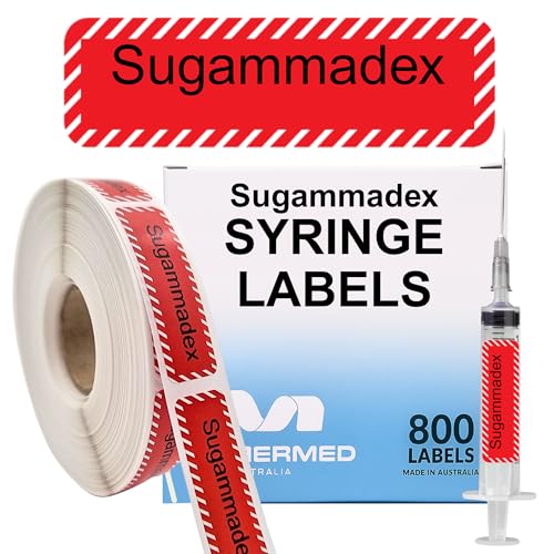 Etiquetas para jeringas anestésicas de Sugammadex sin látex para un marcaje seguro y permanente 1