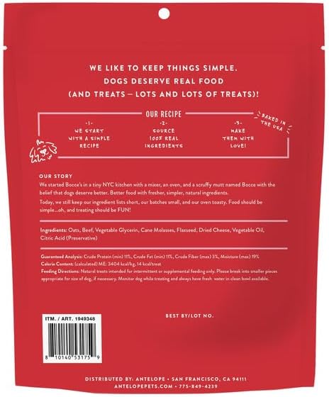 Bocce's Bakery Say Moo Soft and Chewy Dog Treats, Beef & Cheese Flavor, Natural Ingredients, Wheat-Free, 2 lbs