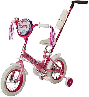 Schwinn Petunia Steerable Kids Bikes,12-Inch Wheels, Quick-Adjust Seat,Training Wheels, Push Handle for Easy