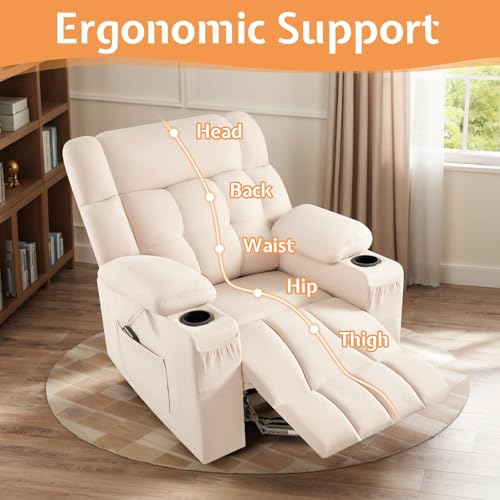 Sillón reclinable eléctrico beige tamaño oversize miniatura 3